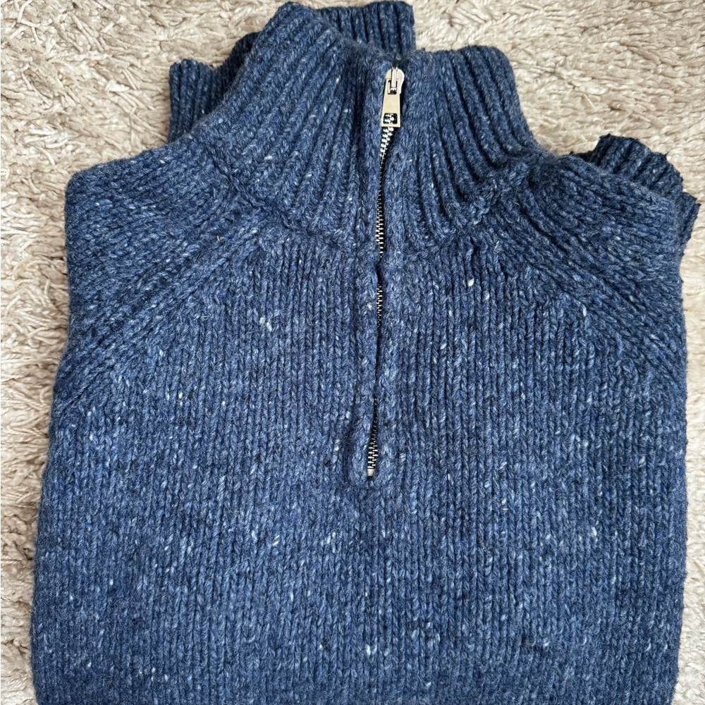 Zara Navy Textured Knit Sweater
